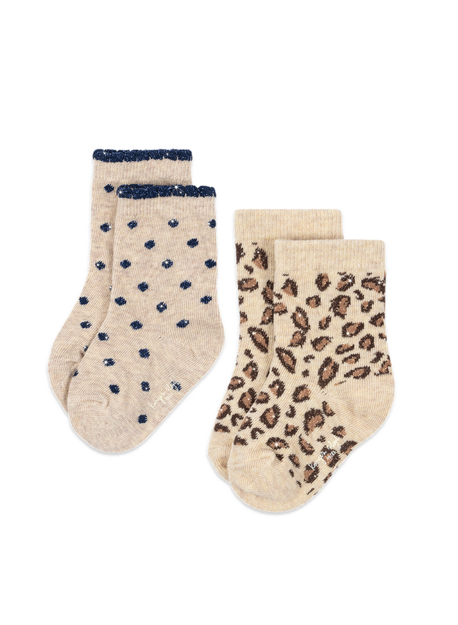 2 Pack Glitter Jacquard Socks - Leo/Dot - Konges Slojd