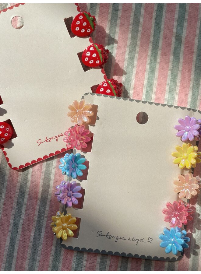 6 Pack Mini Fraise Hair Claws - Strawberry - Konges Slojd