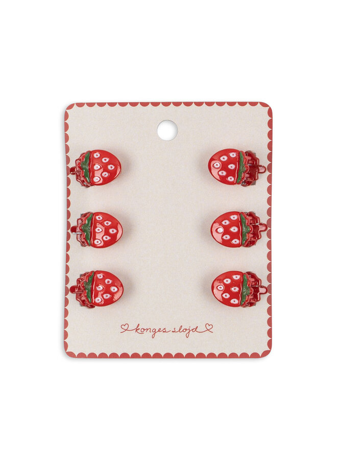 6 Pack Mini Fraise Hair Claws - Strawberry - Konges Slojd