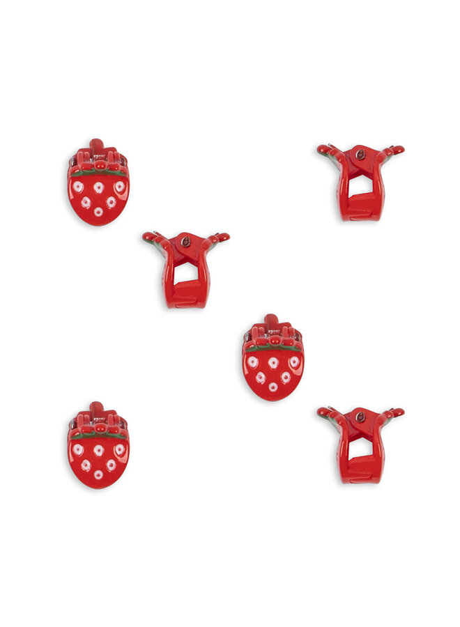 6 Pack Mini Fraise Hair Claws - Strawberry - Konges Slojd