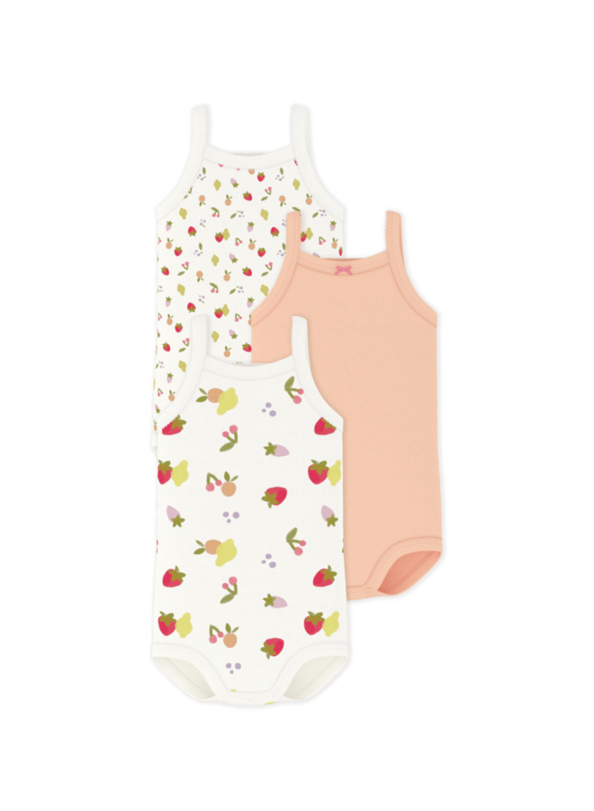 Set van 3 katoenen body’s met bandjes - Multicouleur - Petit Bateau