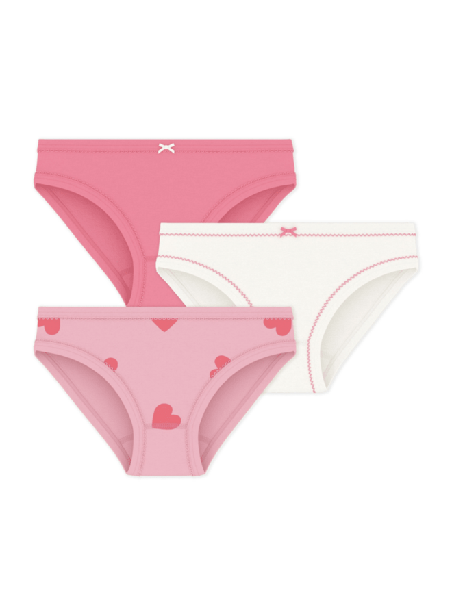 Set van 3 katoenen onderbroekjes - Hartjesprint - Petit Bateau