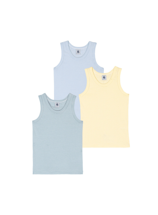 Set van 3 katoenen hemdjes met streepjes - Multicouleur - Petit Bateau