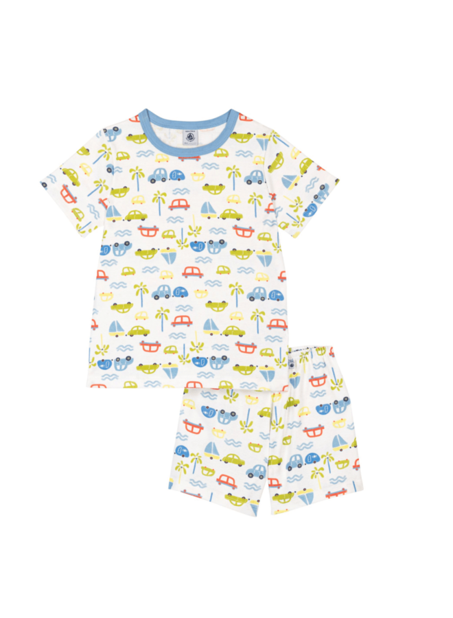 Korte Katoenen Pyjama uit 2 stuks - Autootjesprint - Petit Bateau