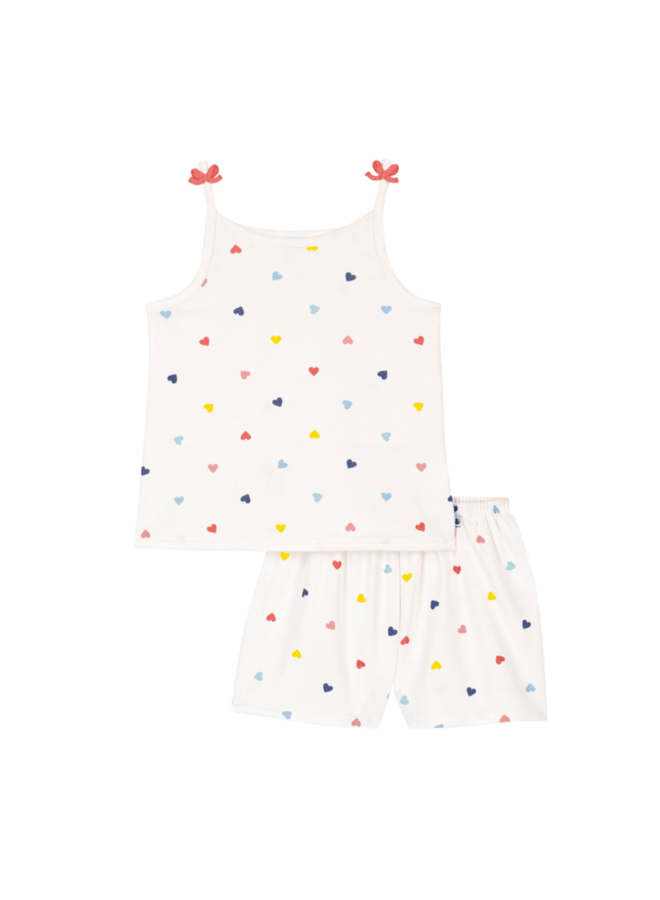 Pyjama uit 2 stuks met bandjes - Hartjesprint - Petit Bateau