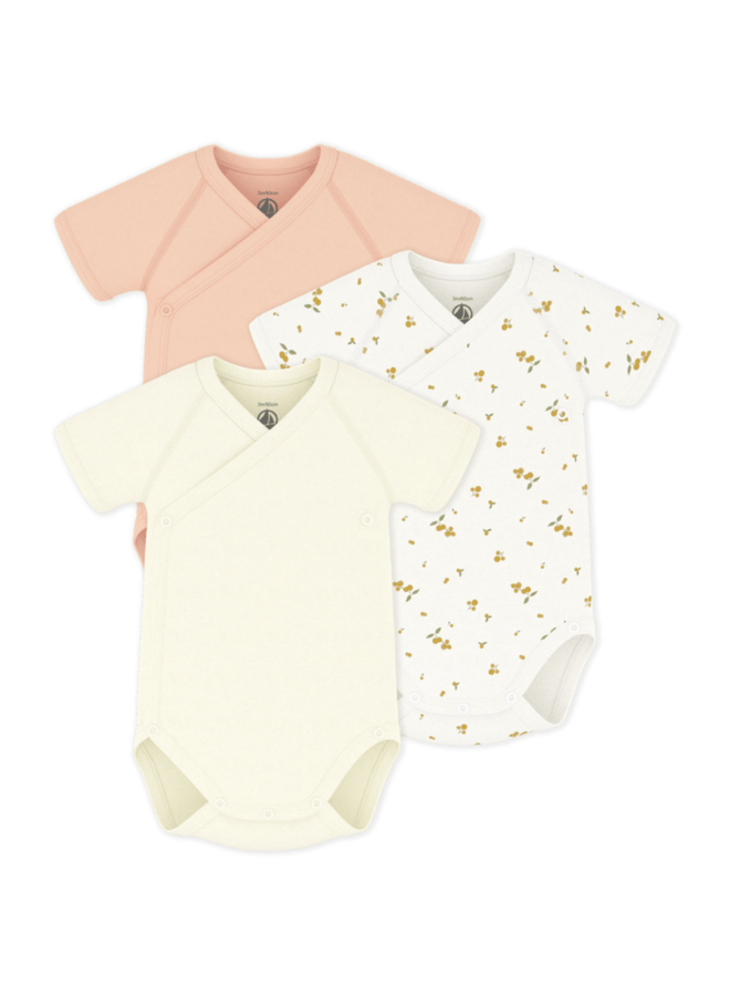 Set van 3 overslagbody’s Korte Mouwen - Vruchtenprint - Petit Bateau