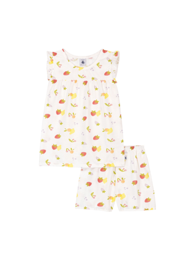 Korte Katoenen Pyjama uit 2 stuks - Vruchtenprint - Petit Bateau