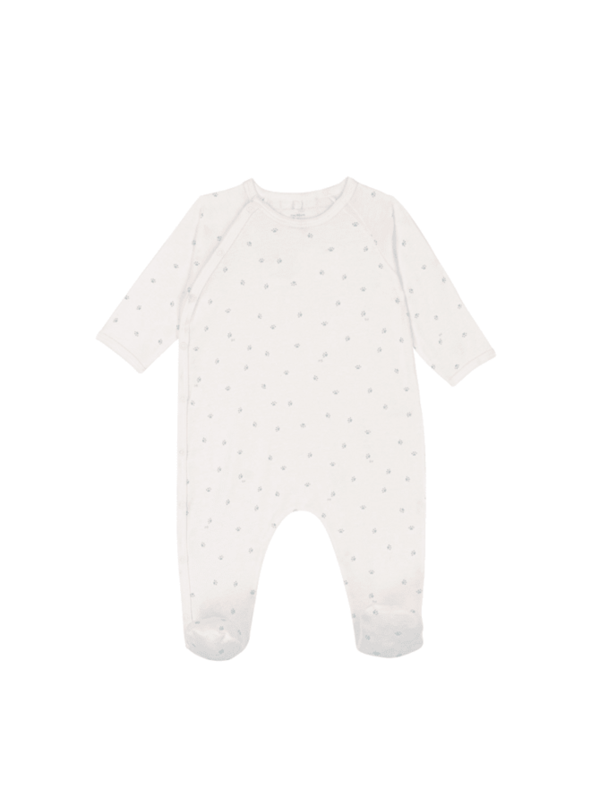 Katoenen Babypyjama - Hondenpootjes blauw - Petit Bateau