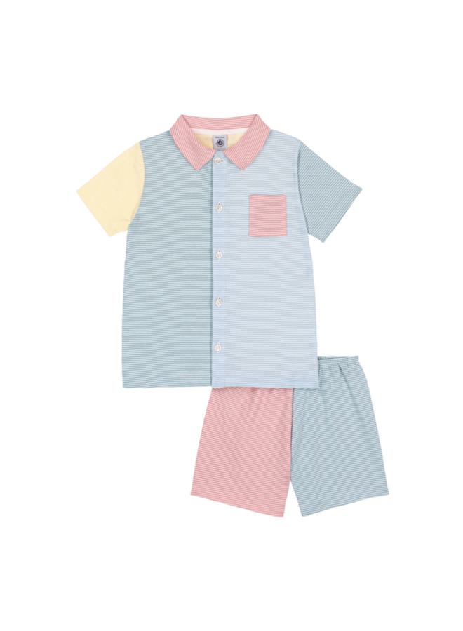 Pyjama uit 2 stuks Korte Mouwen - Streepjes Multicouleur - Petit Bateau