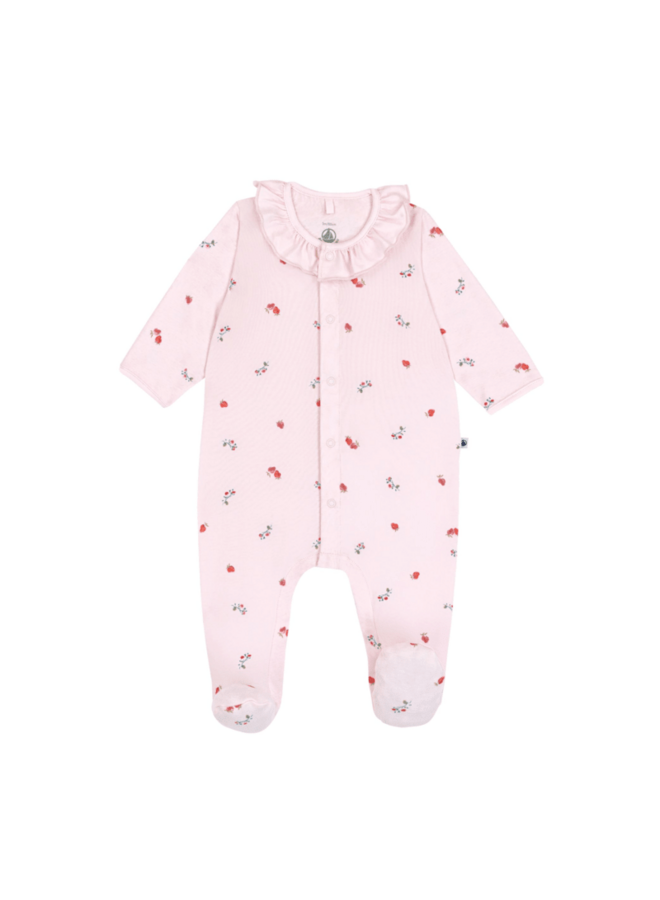 Katoenen Babypyjama - Bloemenprint roze - Petit Bateau