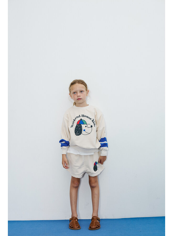 Happy dog striped sweatshirt - Ecru - Weekend House Kids