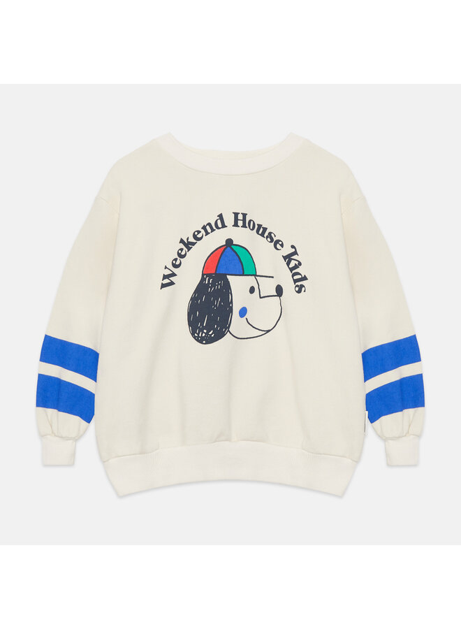 Happy dog striped sweatshirt - Ecru - Weekend House Kids