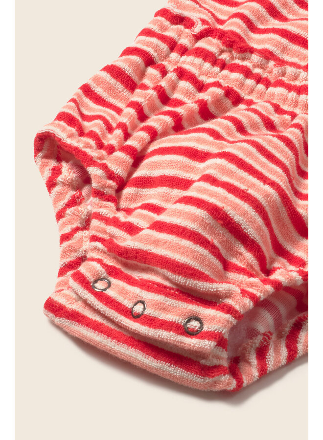 Soft Terry Romper Gianna - Tomato Stripes - My Little Cozmo