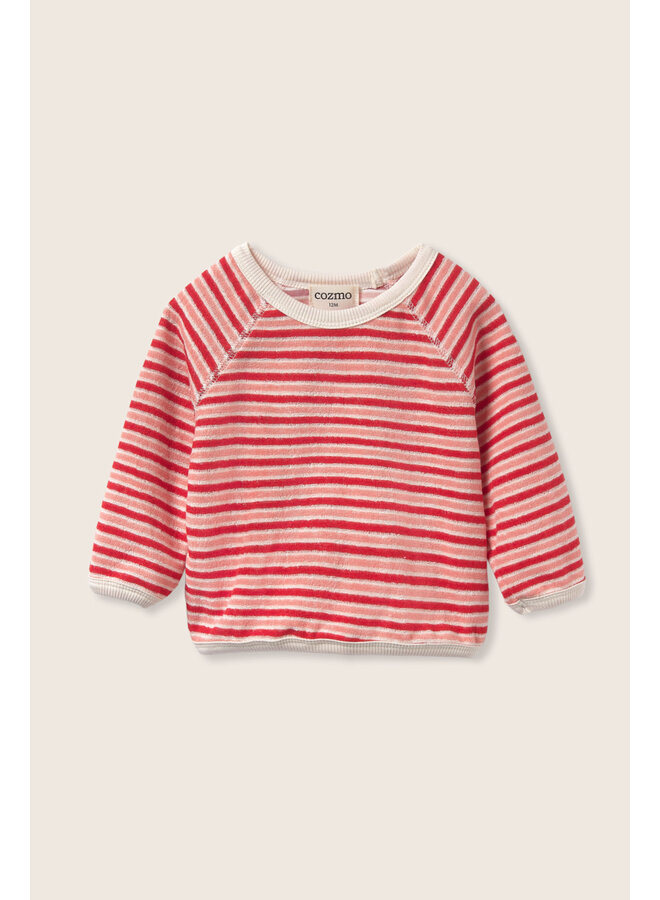 Soft Terry Sweatshirt Fenix - Tomato Stripes - My Little Cozmo