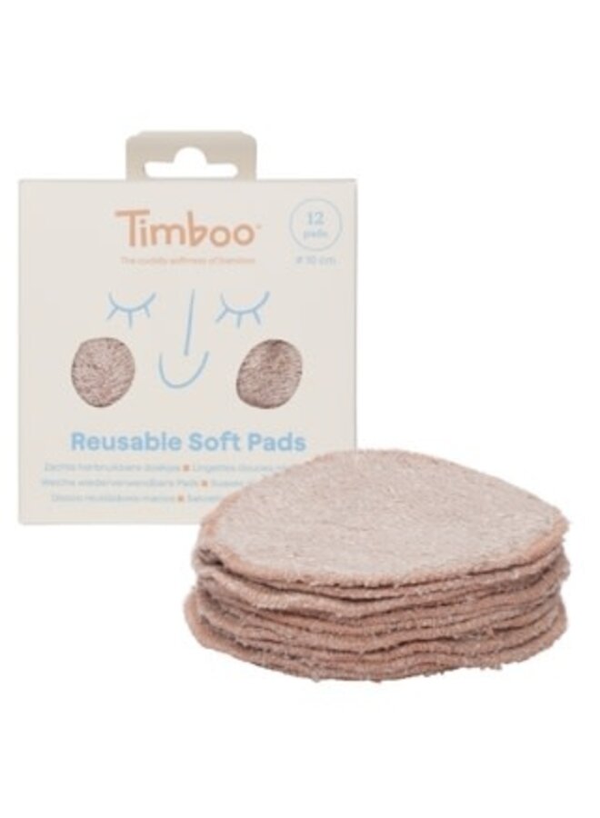 Herbruikbare pads (12 doekjes) - Misty Rose - Timboo