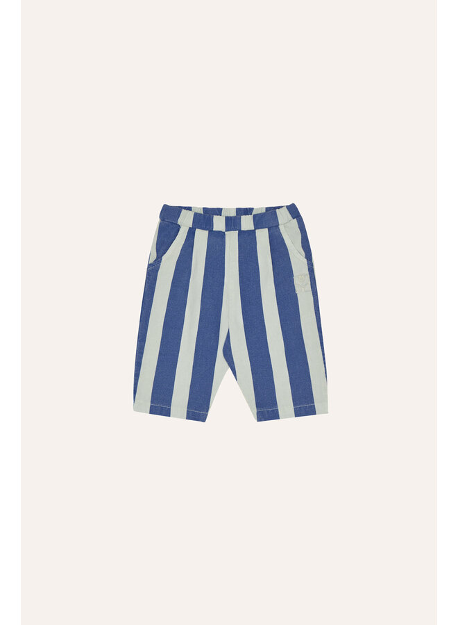 Blue Stripes Washed Baby Trousers - Blue - The Campamento