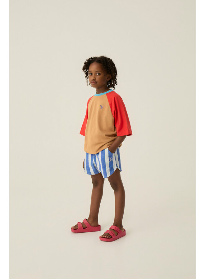 Blue Stripes Washed Shorts - Blue - The Campamento