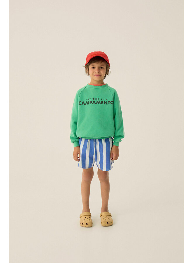 Blue Stripes Washed Shorts - Blue - The Campamento