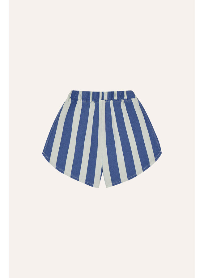 Blue Stripes Washed Shorts - Blue - The Campamento