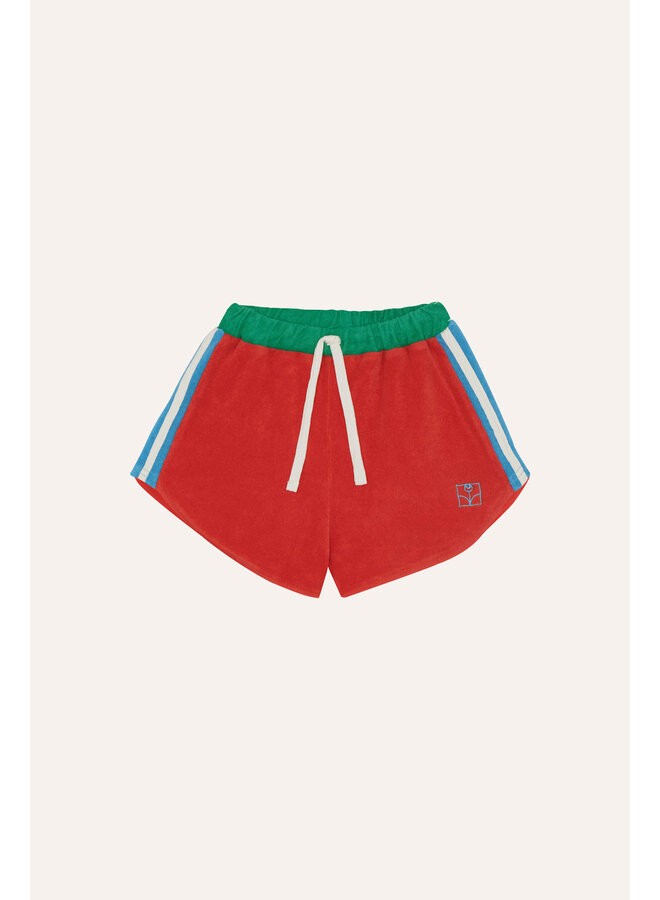 Red Color Block Shorts - Red - The Campamento