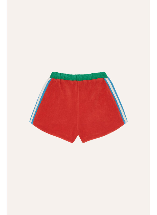 Red Color Block Shorts - Red - The Campamento