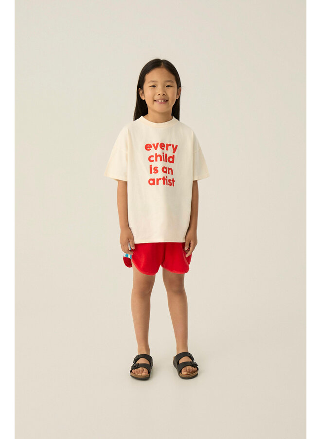 Red Color Block Shorts - Red - The Campamento