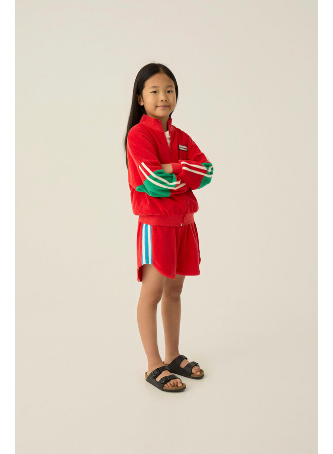 Red Color Block Shorts - Red - The Campamento