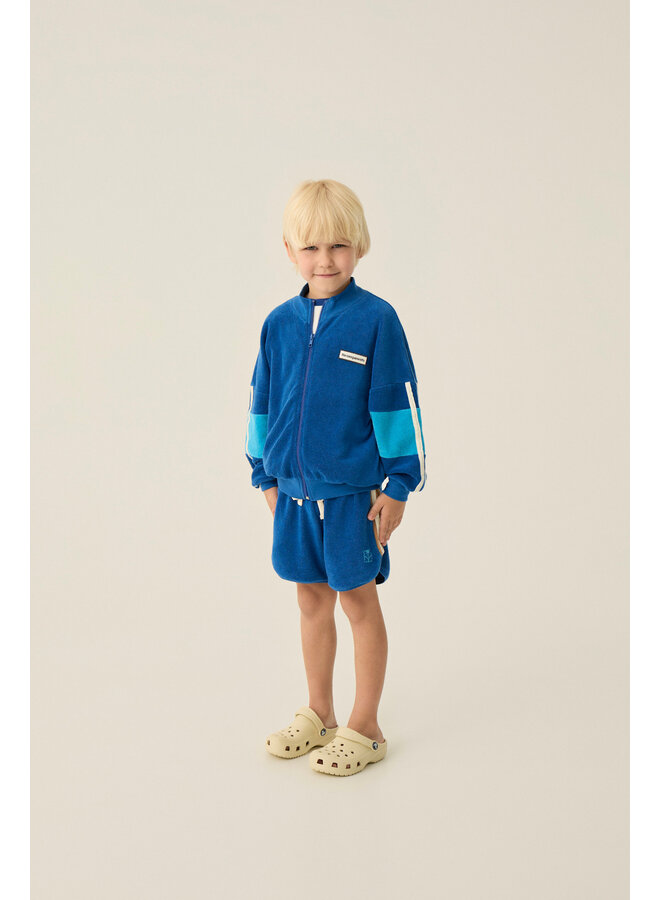 Blue Color Block Zipped Sweatshirt - Blue - The Campamento