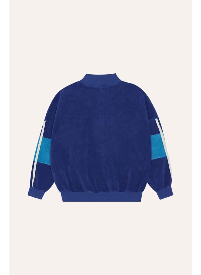 Blue Color Block Zipped Sweatshirt - Blue - The Campamento