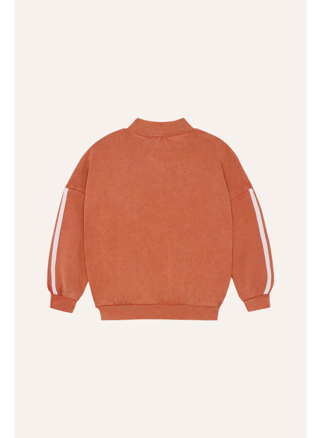 Red Washed Zipped Sweatshirt - Red - The Campamento