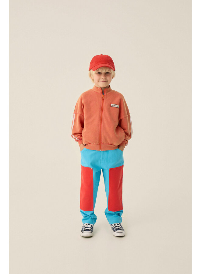 Red Washed Zipped Sweatshirt - Red - The Campamento