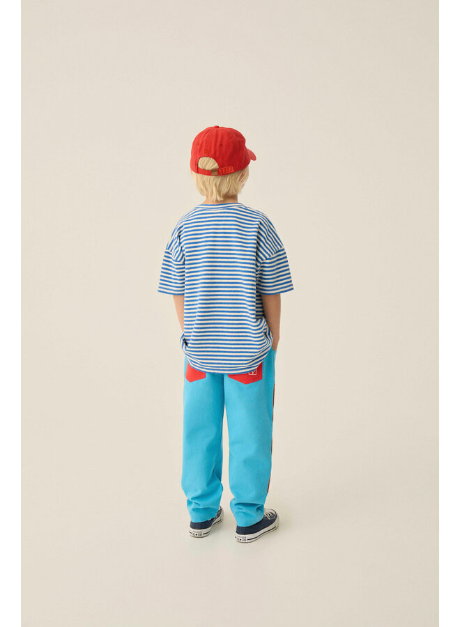 Blue Stripes Oversized Tshirt - Blue - The Campamento