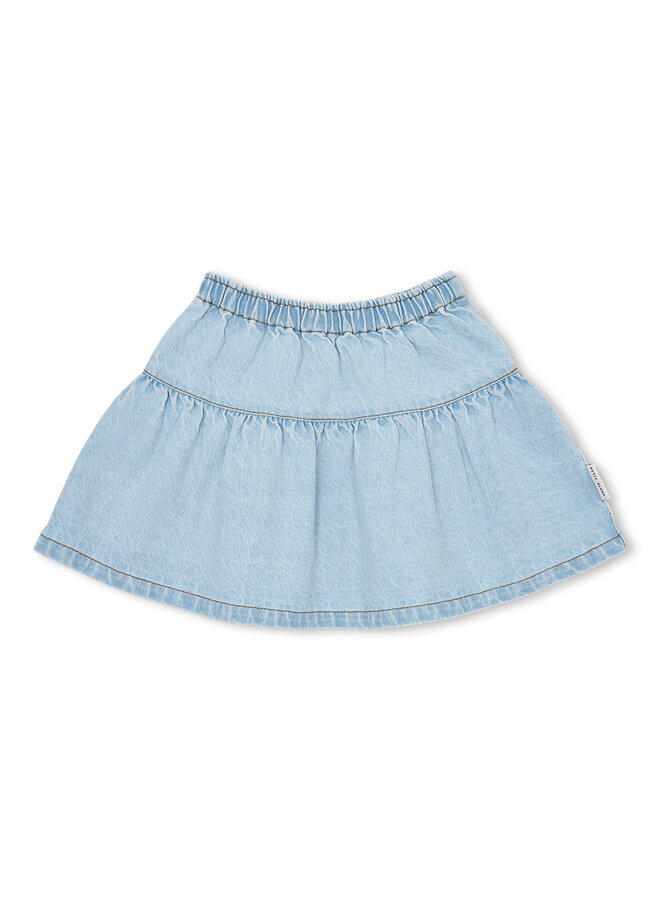 Jeans Ruffle Skirt - Washed Light Blue - Petit Blush