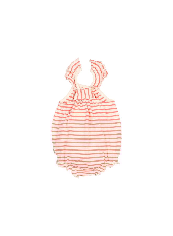 BB Stripes Romper - Coral - Buho