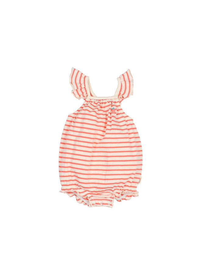 BB Stripes Romper - Coral - Buho