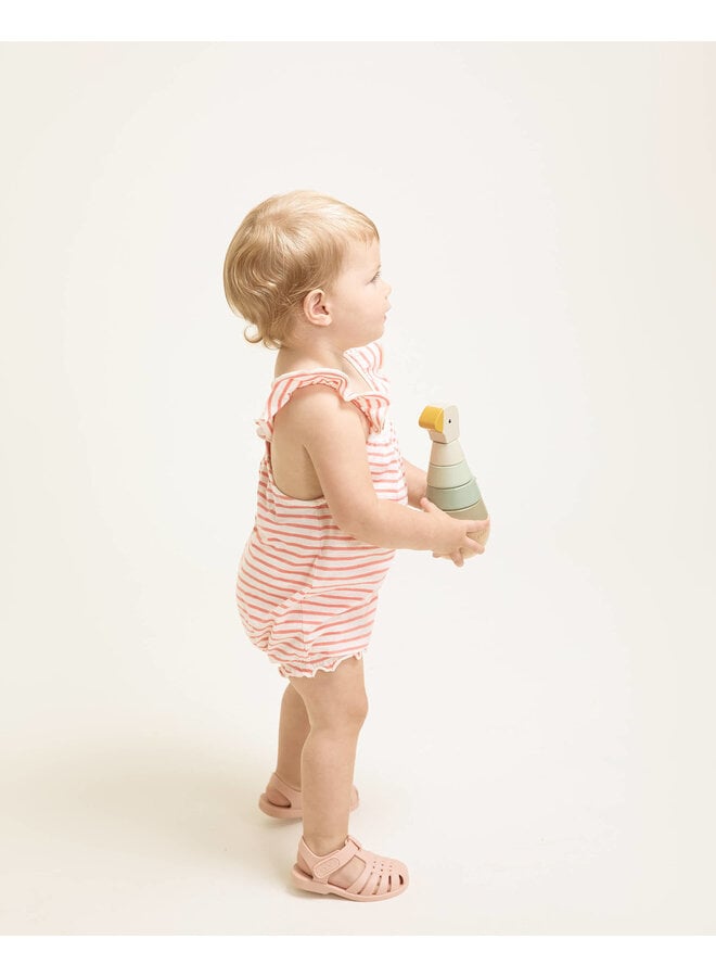 BB Stripes Romper - Coral - Buho