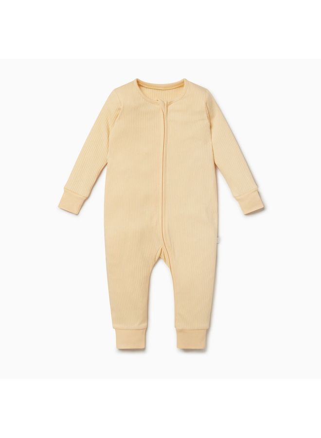 Ribbed Two Way Zip Up Sleepsuit - Yellow - Mori