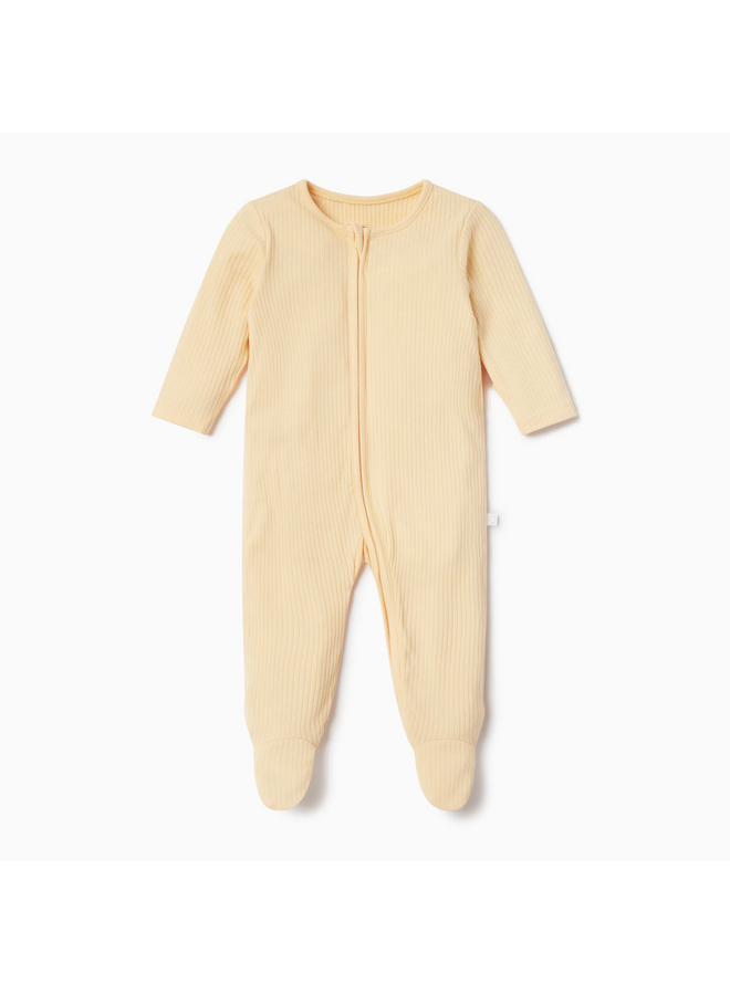 Ribbed Two Way Zip Up Sleepsuit - Yellow - Mori