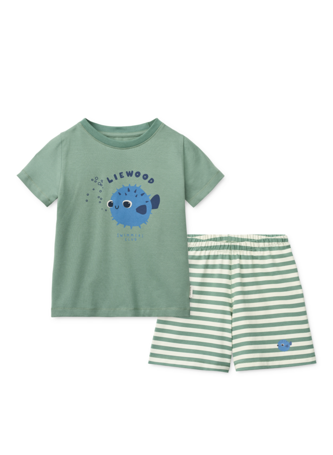 Ilford Pyjama uit 2 stuks - Pufferfish / peppermint / mix - Liewood