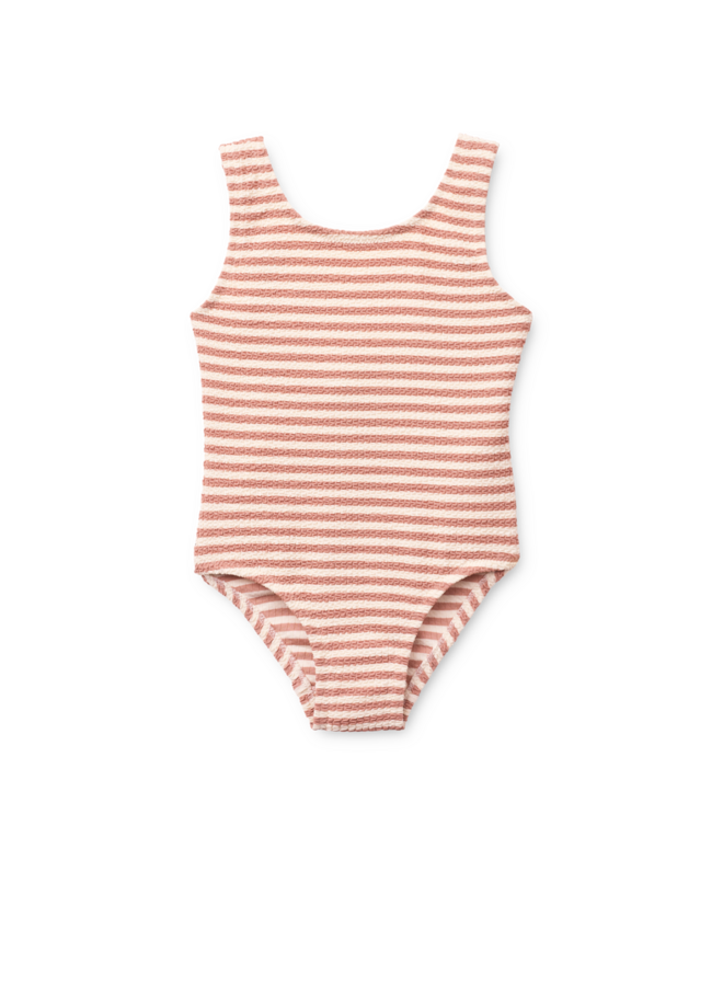 Bianco Stripe Swimsuit  - Coral blush / Creme de la creme - Liewood