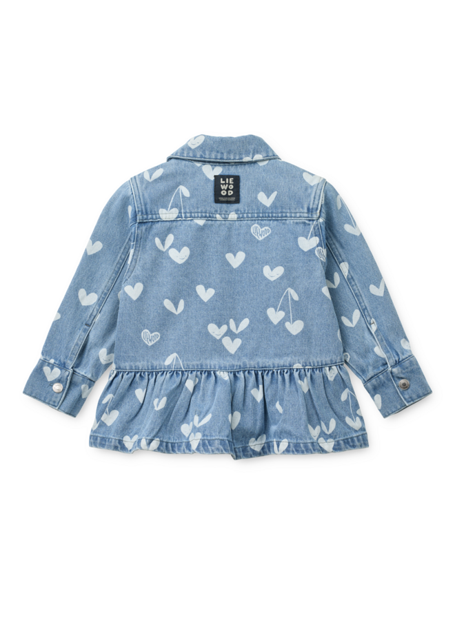 Kenza Printed Denim Overshirt - Sweethearts / light blue denim - Liewood