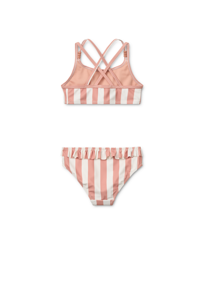 Belle Stripe Bikini - Coral blush / creme de la creme stripe - Liewood