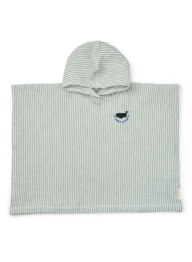 Paco Poncho Embroidery - Stripe Peppermint / Creme de la creme - Liewood