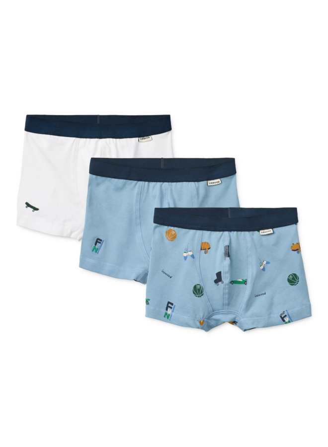 Marvin Boxers 3-Pack - Fun / Crisp white / beach blue / mix - Liewood