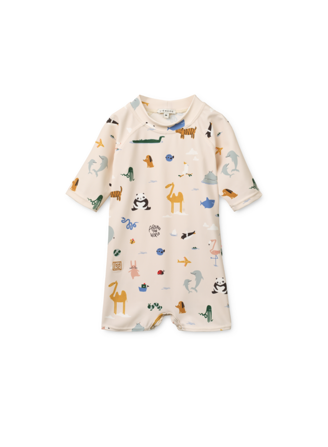 Thor Baby Swim Jumpsuit - Around the world / Sandy - Liewood