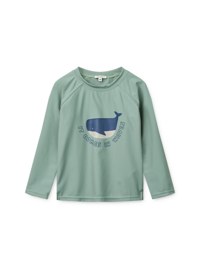 Noah Placement Longsleeve Swim Tee - It comes in waves / Peppermint - Liewood