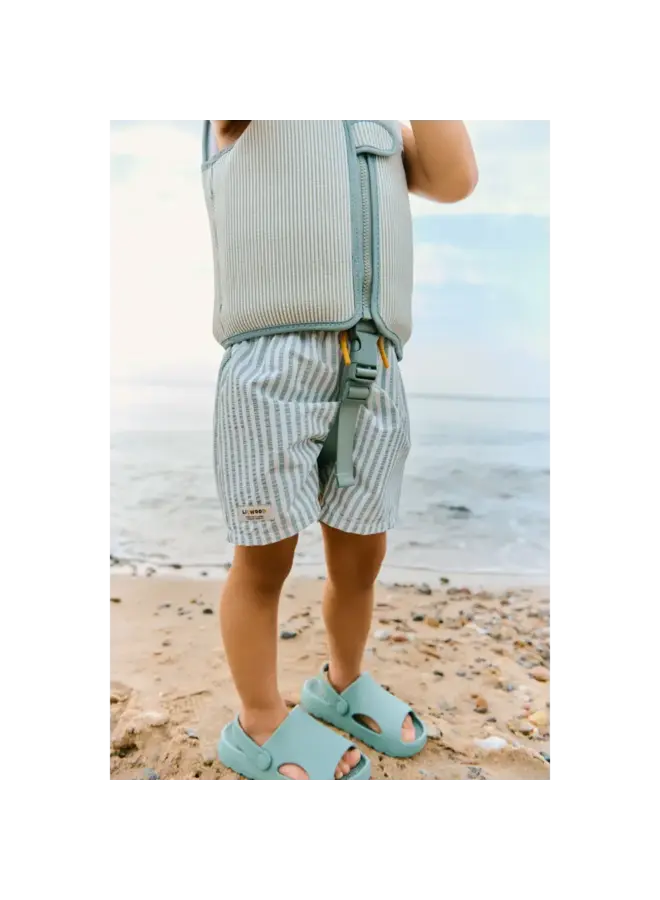 Duke Stripe Board Shorts - Stripe Peppermint / Crisp white - Liewood