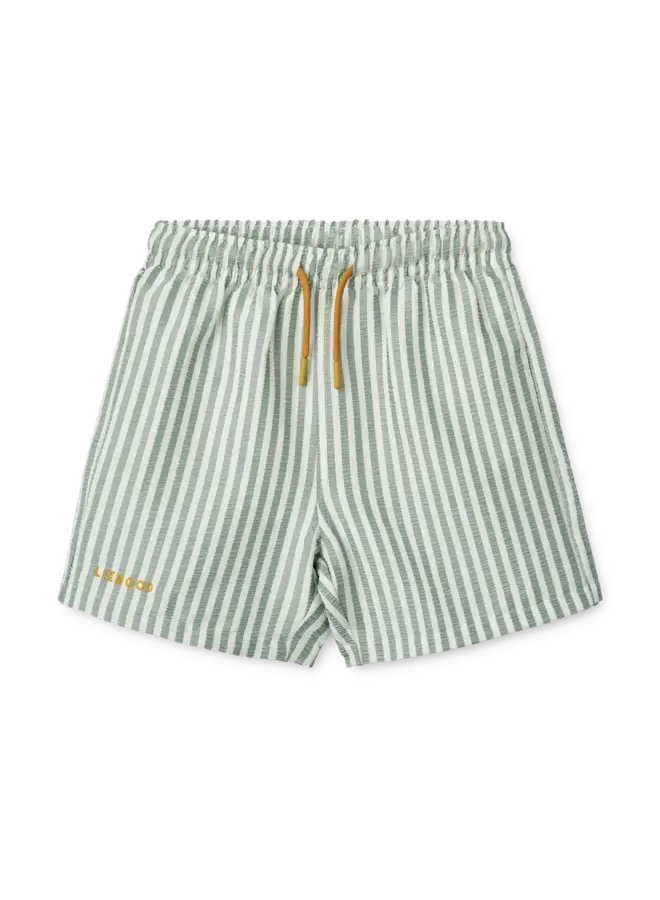 Duke Stripe Board Shorts - Stripe Peppermint / Crisp white - Liewood