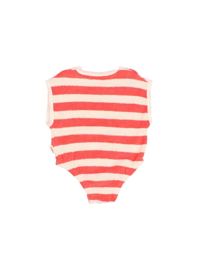 BB Terry Stripes Romper - Coral - Buho