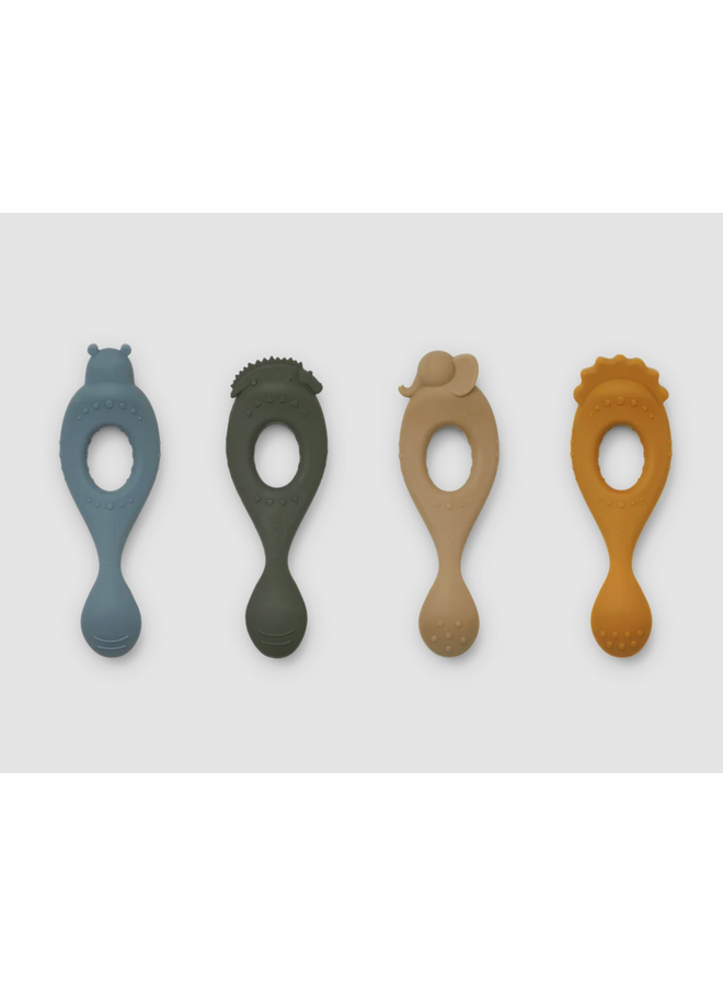 Liva Silicone Spoon 4-Pack - Safari Blue Mix - Liewood